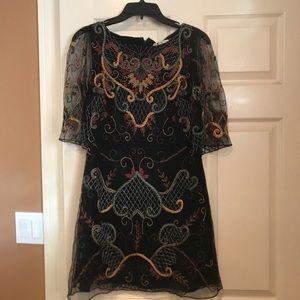 Alice and Olivia black embroidered dress